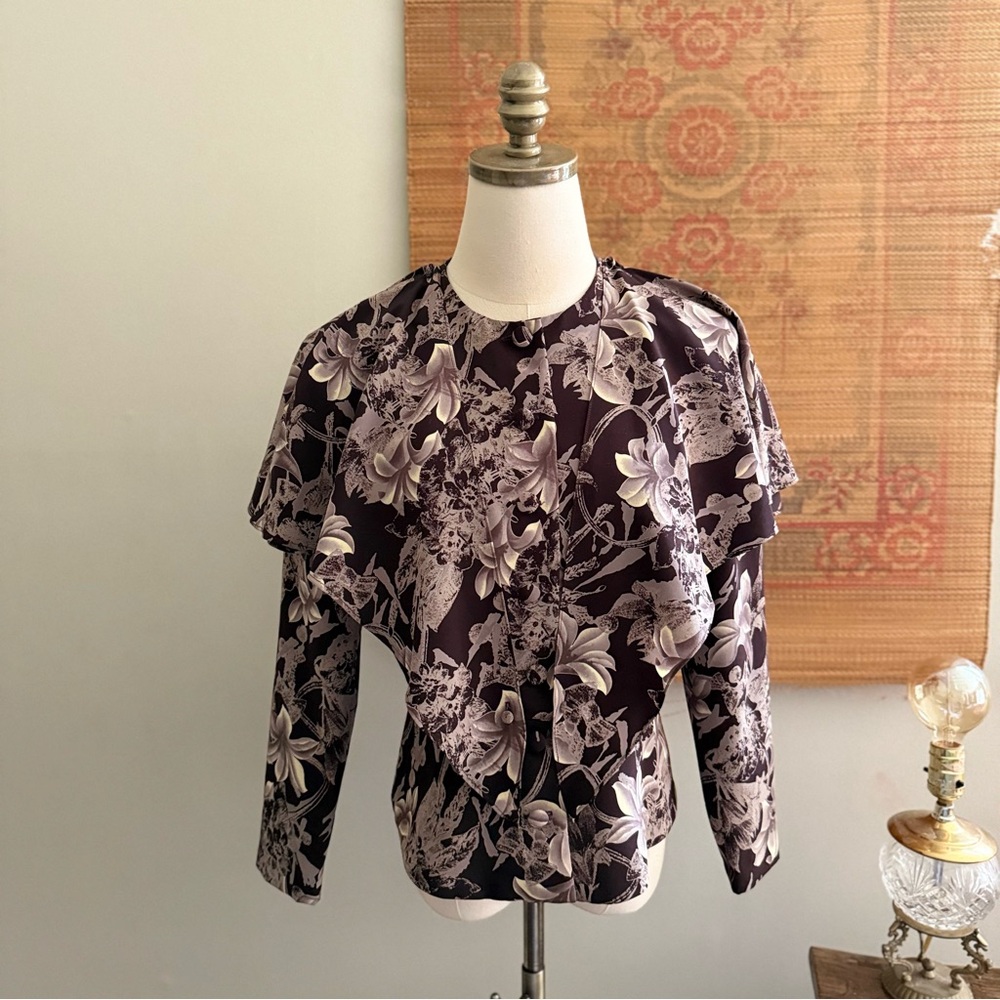 Vintage Moody Floral Cottagecore Blouse Small